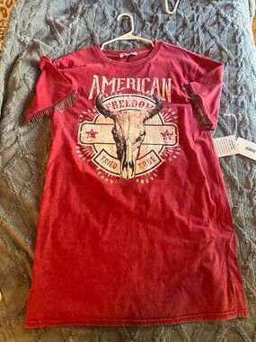 American Freedom Graphic Tee Dress - Red